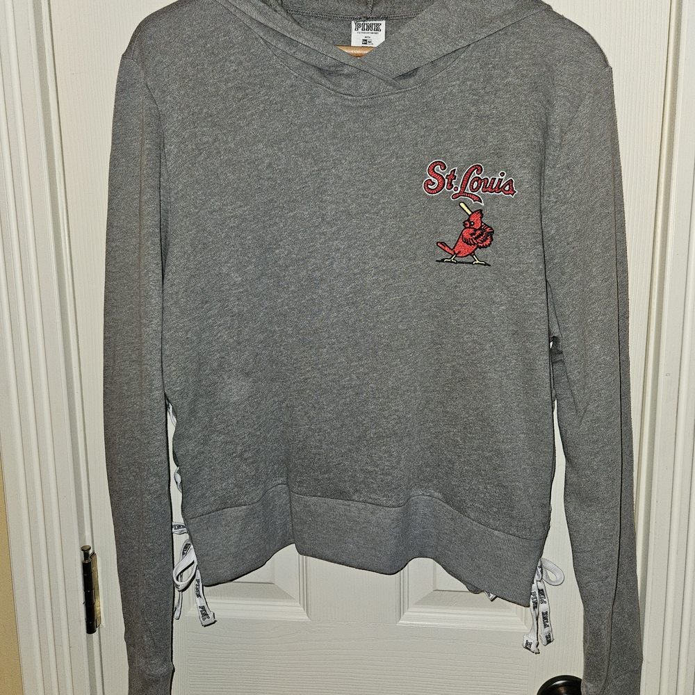 Victoria's Secret PINK/St. Louis Cardinal Hoodie Ties On The Side Size Large